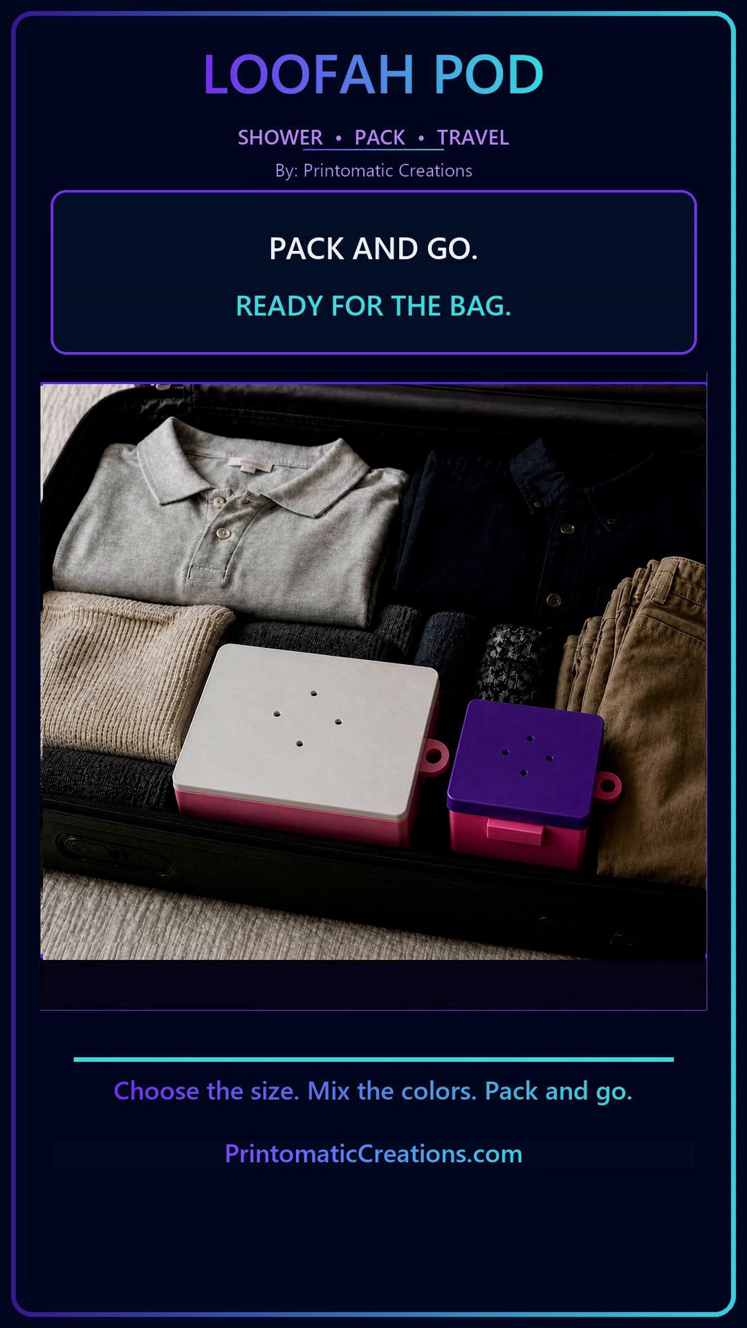 Loofah Pod packed in a suitcase among clothes — video frame.