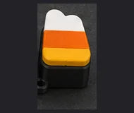 Candy corn clicker — generated design concept, not a printed sample